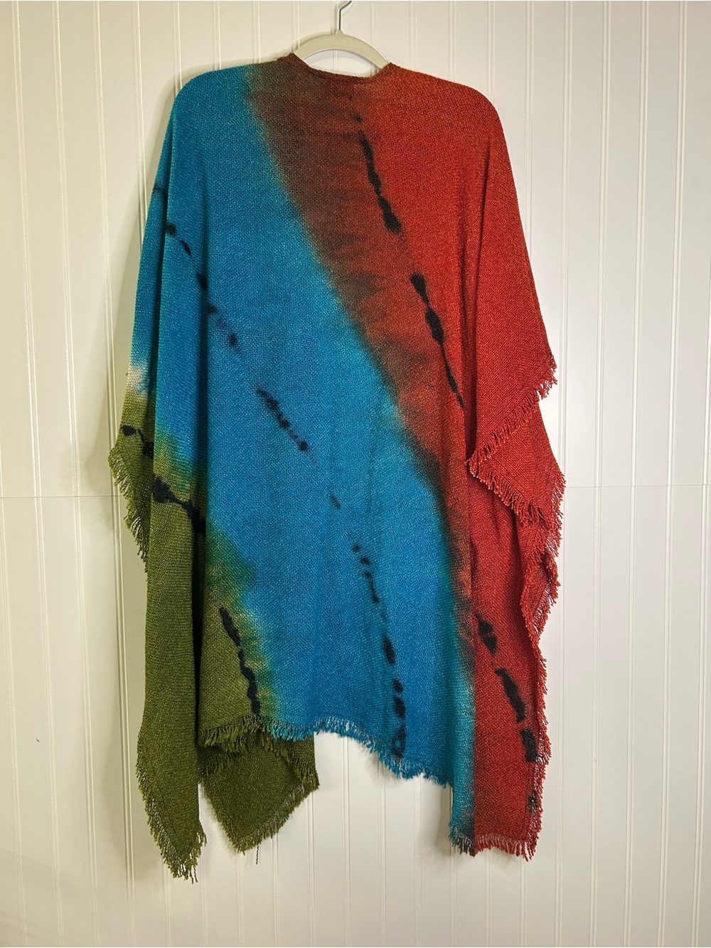 Dilemma NY Handpainted OS Art-to-wear Artsy Woven Poncho Boho One Size - Picture 3 of 6